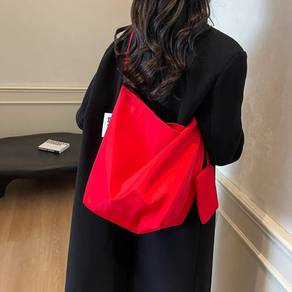 Minimalist Tote Shoulder Bag – Large Capacity Retro Shopping Bag
