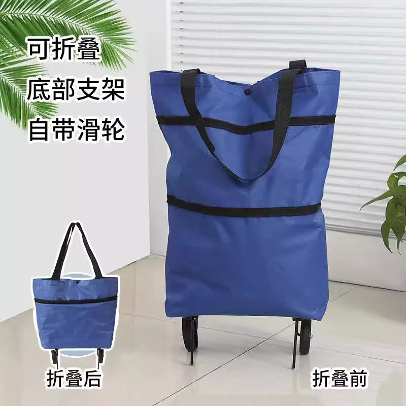 Shopping bag with wheels, foldable, grocery shopping cart, tugboat, portable