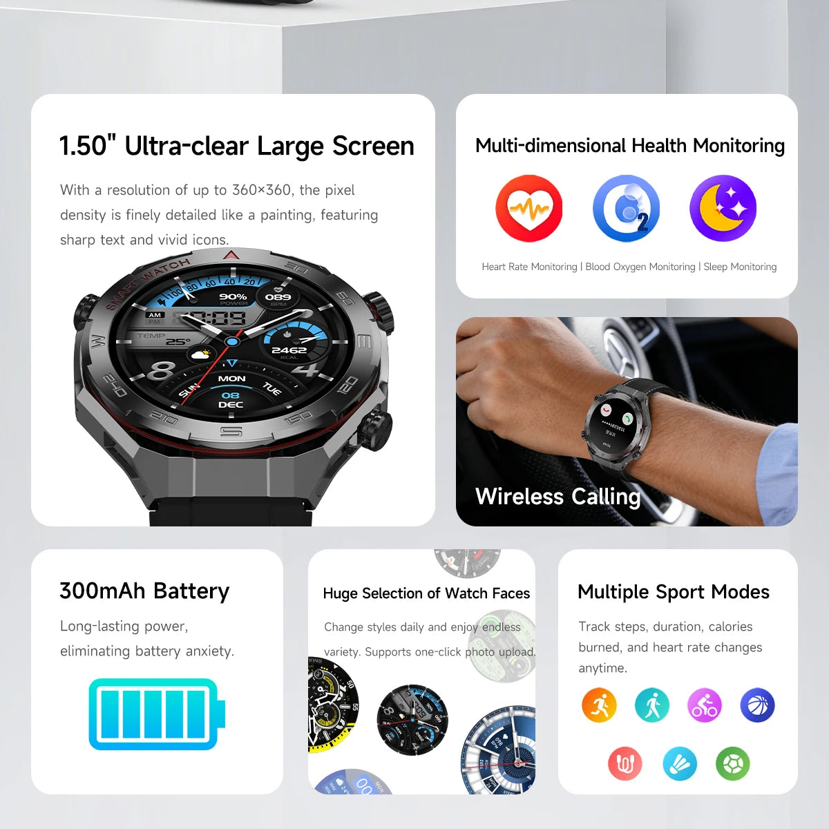 2026 Smart Watch | 1.5" Touchscreen, Wireless Calls & Sports Modes