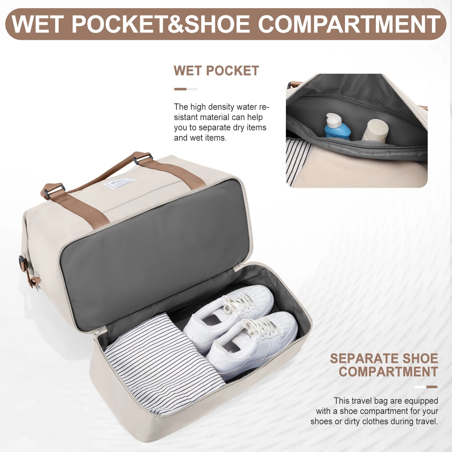 Travel Tote Bag – Lightweight Handbag with Shoe Compartment | FLCC