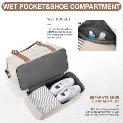 Travel Tote Bag – Lightweight Handbag with Shoe Compartment | FLCC