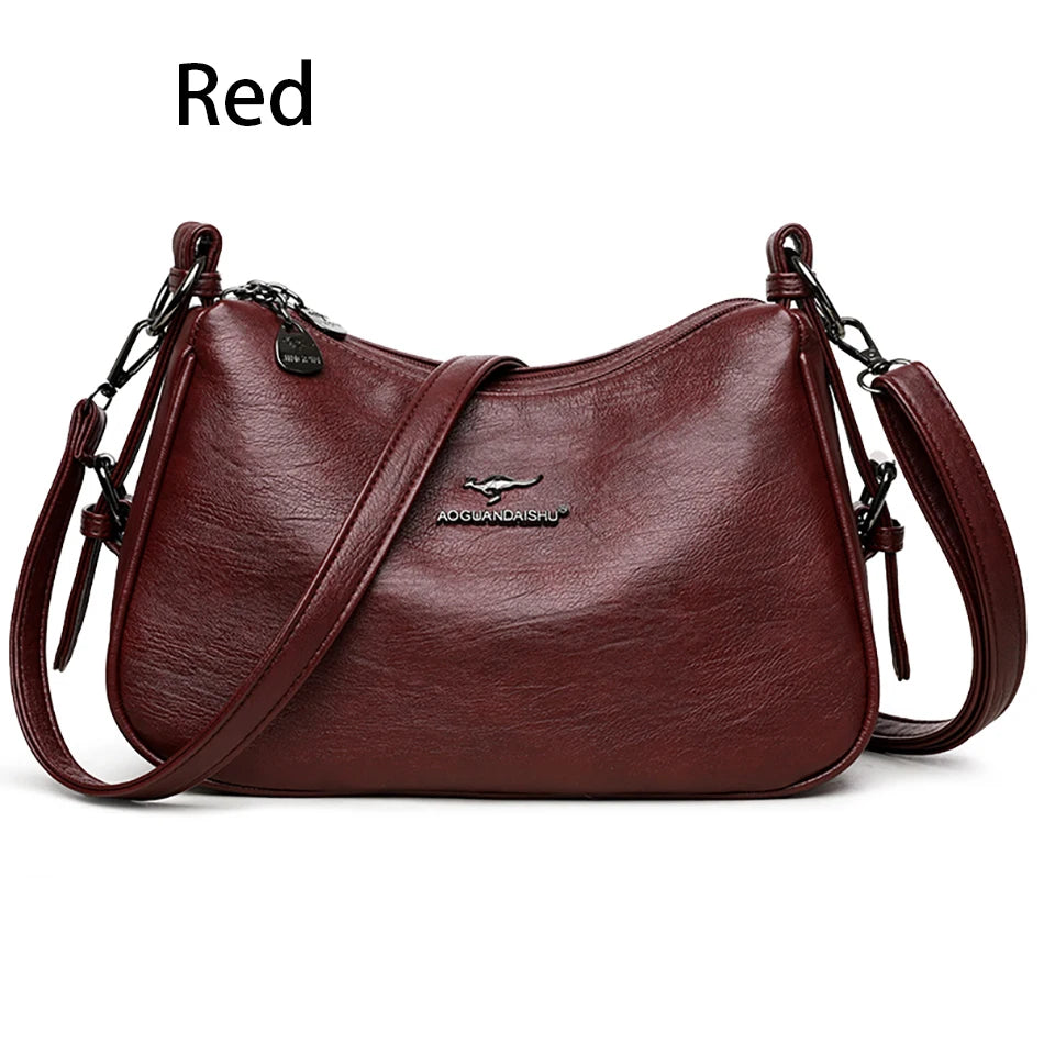 Luxury Designer Leather Shoulder Bag for Women – Retro Minimalist Crossbody Purse