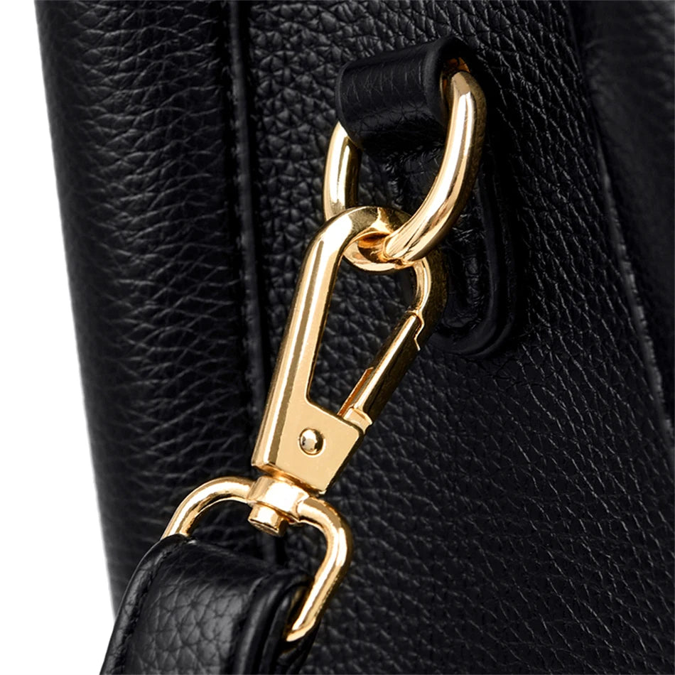 VANDERWAH Luxury Leather Shoulder Crossbody Bag – 3 Layers Soft Tote