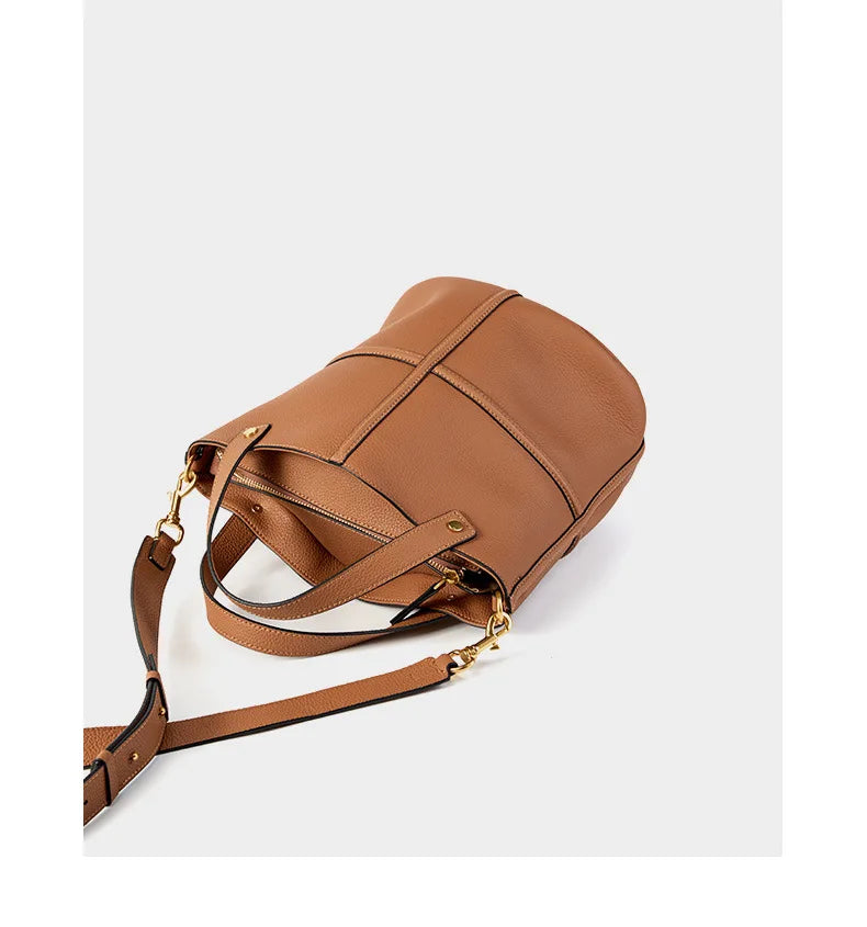 Classic Genuine Leather Women’s Unique Bucket Bag | NIGEDU B409