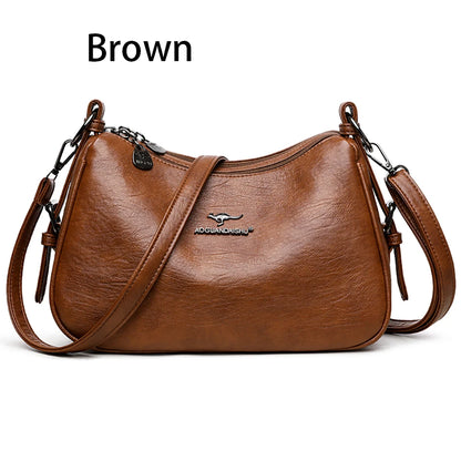Luxury Designer Leather Shoulder Bag for Women – Retro Minimalist Crossbody Purse