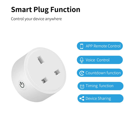20A Tuya Smart WiFi UK Plug Energy Monitoring Socket