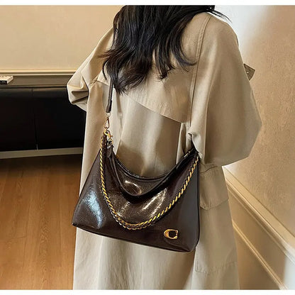 Vintage Designer Large Leather Shoulder Bag – Fashion Stroller Tote