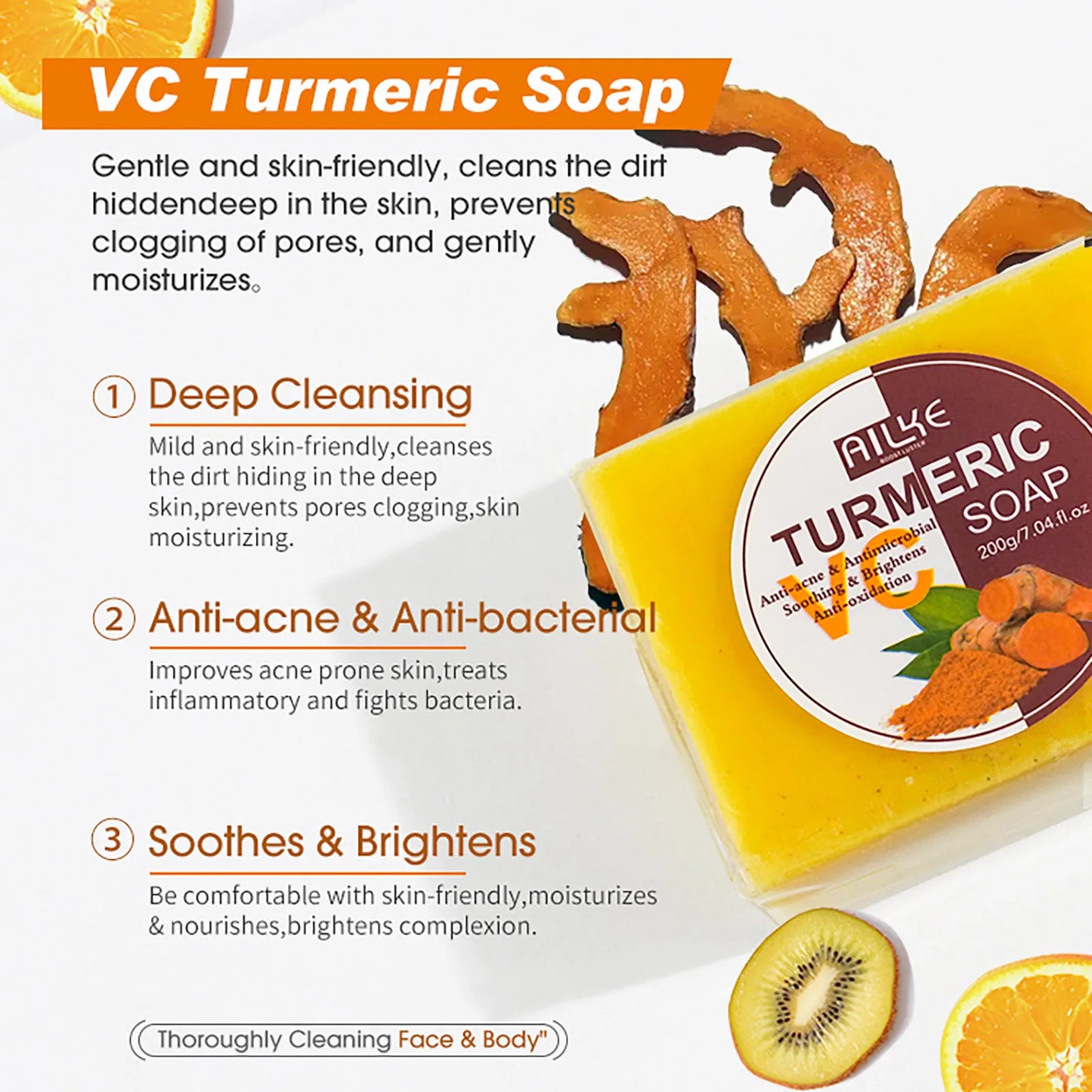 AILKE Organic Turmeric Whitening Set – Vitamin C Brightening & Anti‑Acne Care