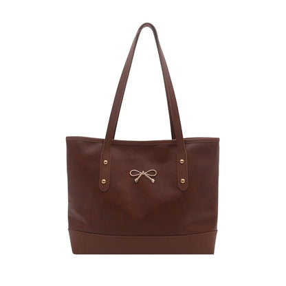 Women’s Daily PU Shoulder Bag – Large Capacity with Bow Decoration