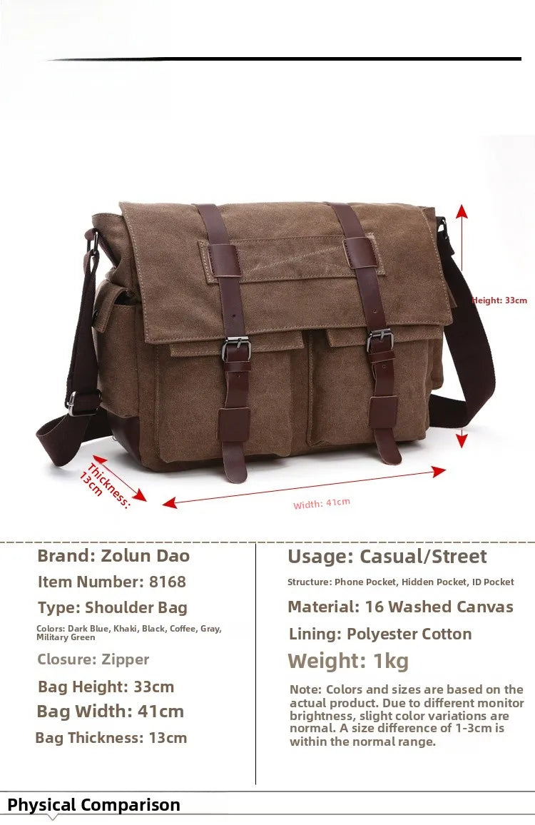 Canvas Men’s Crossbody Laptop Messenger Bag