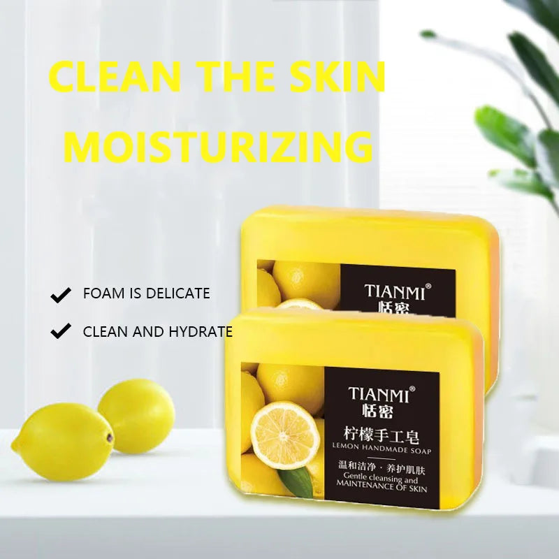 2PCS Lemon Handmade Soap – Moisturizing & Cleaning for All Skin Types