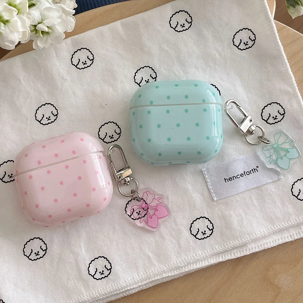 Cute Pink Green Polka Dot Shockproof AirPods Case Cover