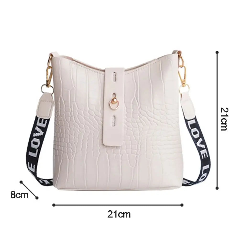 Women’s Classic Shoulder Crossbody Bag – Casual PU Leather Bucket Style
