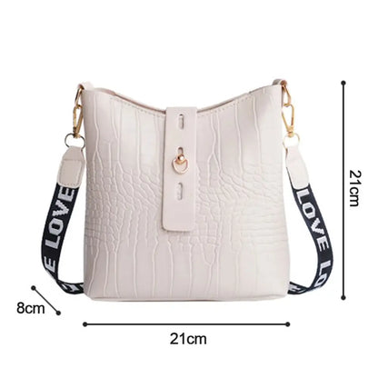 Women’s Classic Shoulder Crossbody Bag – Casual PU Leather Bucket Style