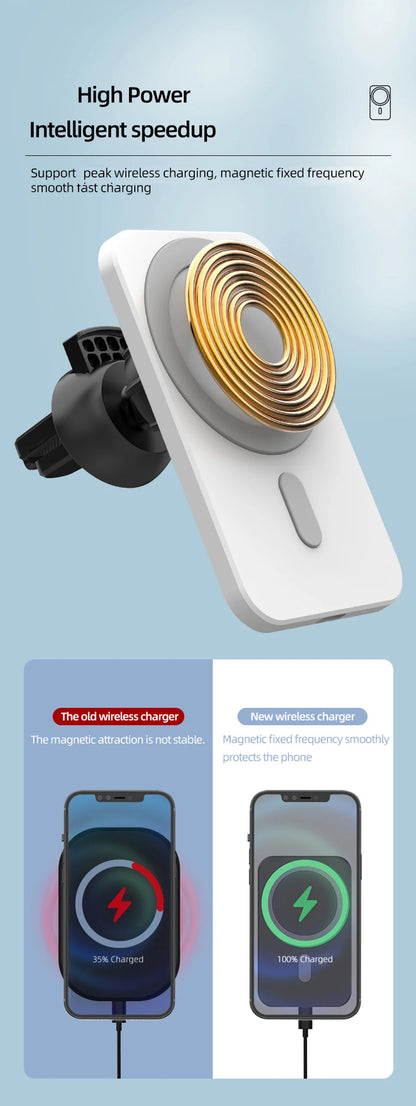 Magnetic Car Wireless Charger For Macsafe for iPhone 12 13 14 15 Pro Max Mini Air Vent Car Phone Holder Stand Fast Car Charging