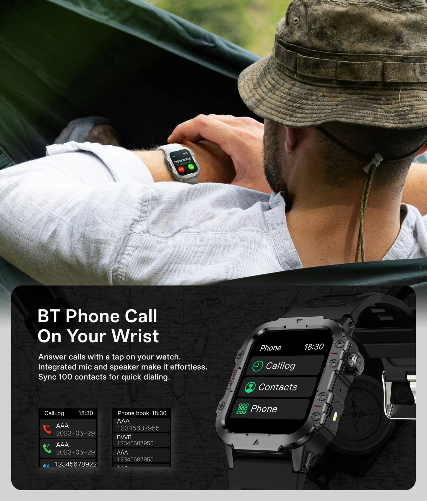 2026 Military Smart Watch Bluetooth Call Fitness Tracker GPS