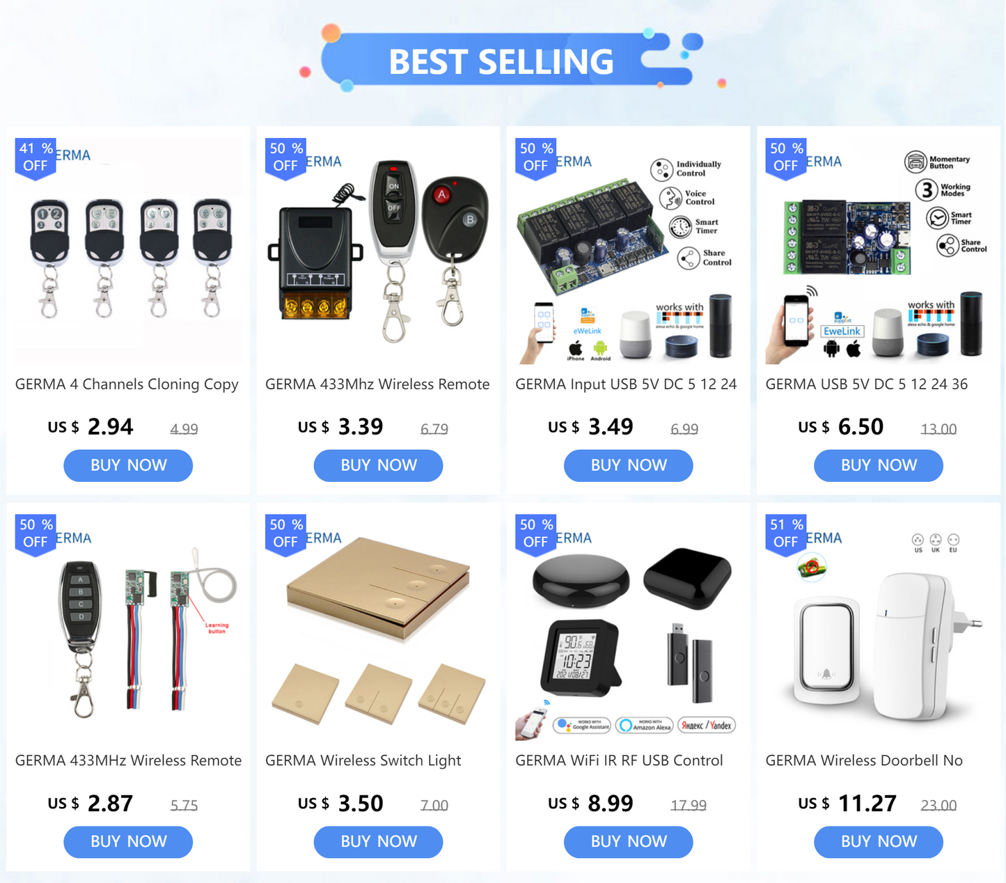 GERMA Smart Wireless RF Touch Switch Home Control Panel