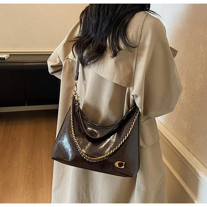 Vintage Designer Large Leather Shoulder Bag – Fashion Stroller Tote
