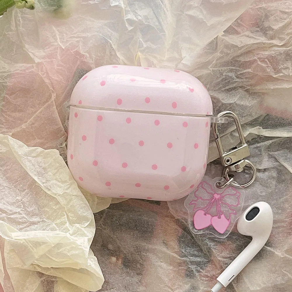 Cute Pink Green Polka Dot Shockproof AirPods Case Cover