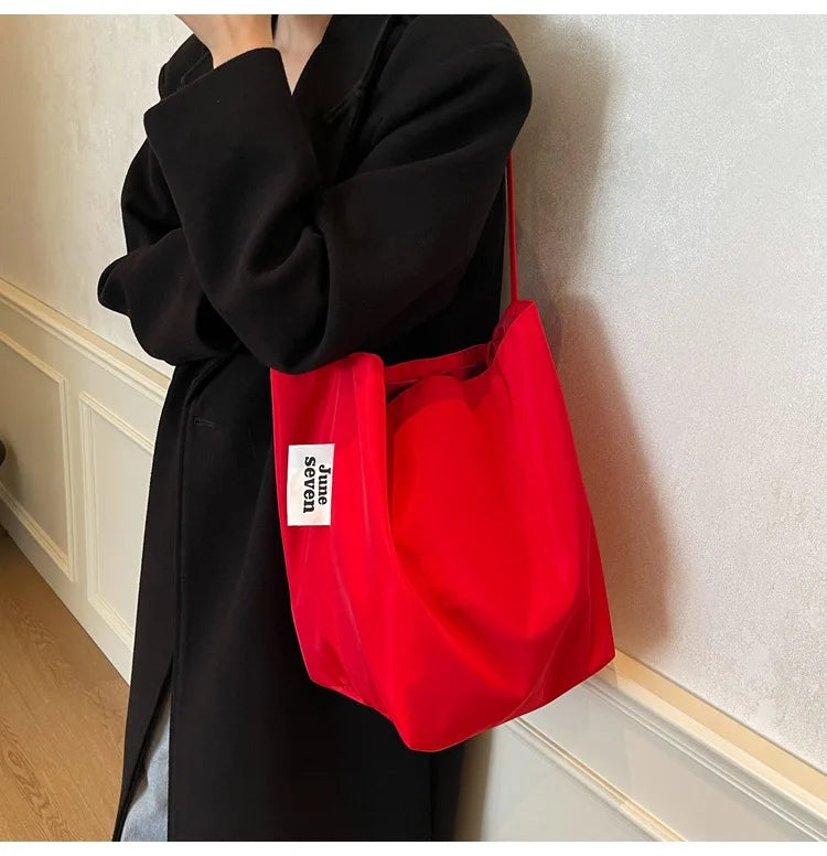 Minimalist Tote Shoulder Bag – Large Capacity Retro Shopping Bag