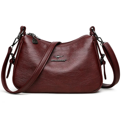 Luxury Designer Leather Shoulder Bag for Women – Retro Minimalist Crossbody Purse