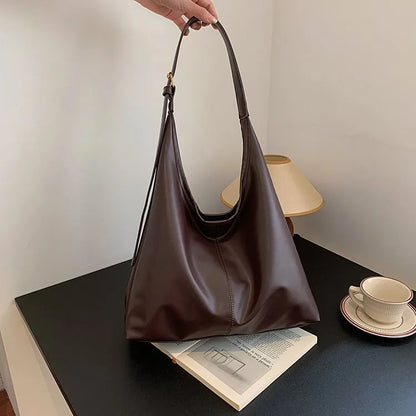 HOMEFISH Retro Luxury Large Tote Bag – Fashion PU Shoulder Handbag