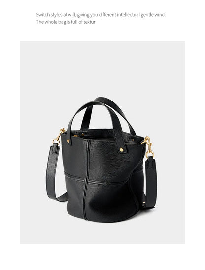 Classic Genuine Leather Women’s Unique Bucket Bag | NIGEDU B409