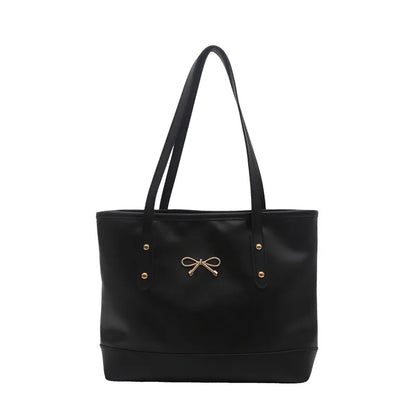 Women’s Daily PU Shoulder Bag – Large Capacity with Bow Decoration