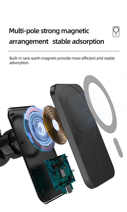 Magnetic Car Wireless Charger For Macsafe for iPhone 12 13 14 15 Pro Max Mini Air Vent Car Phone Holder Stand Fast Car Charging