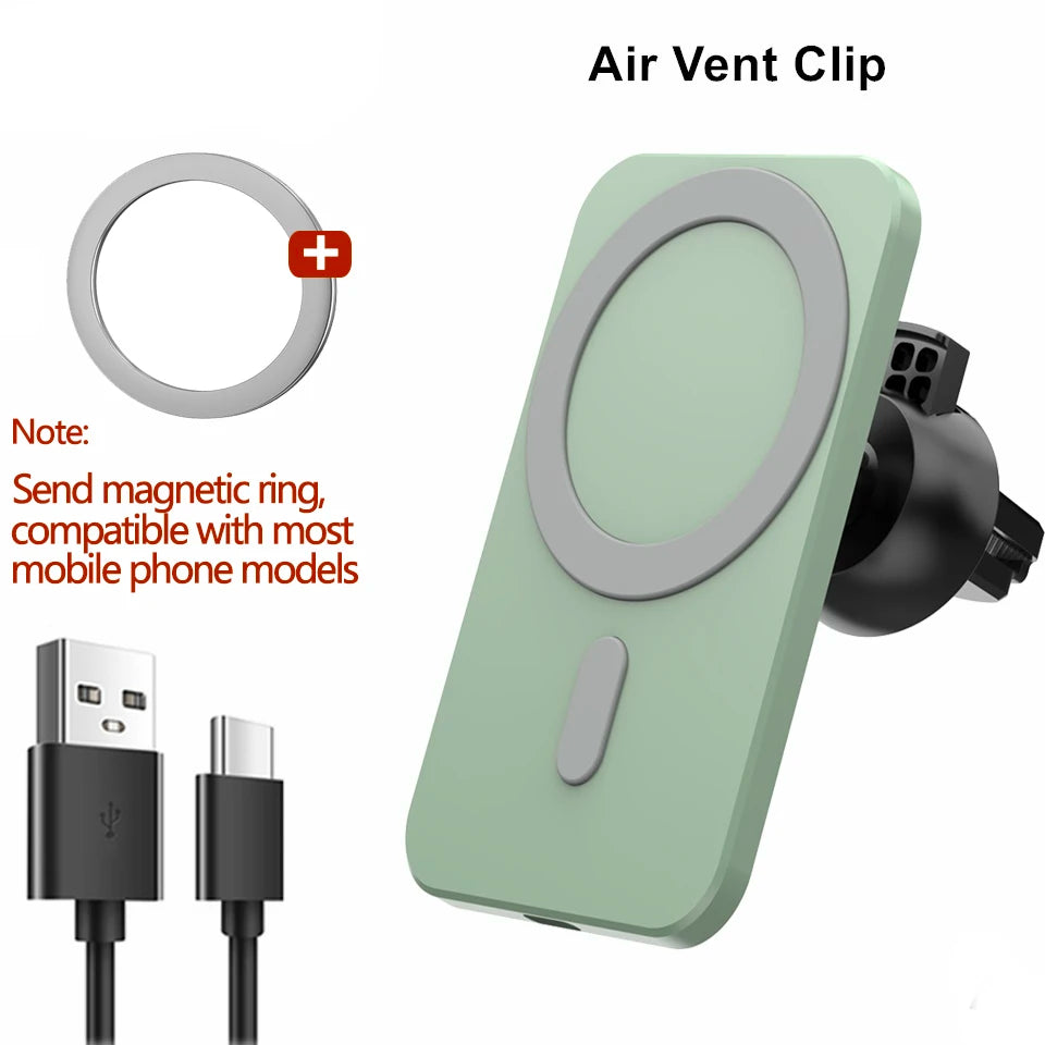 Magnetic Car Wireless Charger For Macsafe for iPhone 12 13 14 15 Pro Max Mini Air Vent Car Phone Holder Stand Fast Car Charging