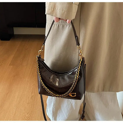 Vintage Designer Large Leather Shoulder Bag – Fashion Stroller Tote