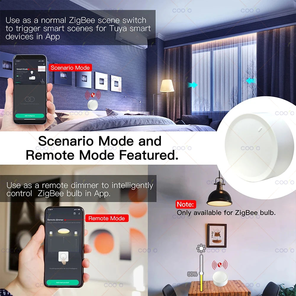 Tuya ZigBee Smart Knob Switch Dimmer Scene Controller
