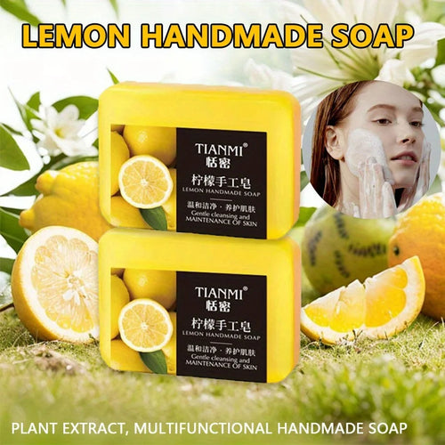 2PCS Lemon Handmade Soap – Moisturizing & Cleaning for All Skin Types