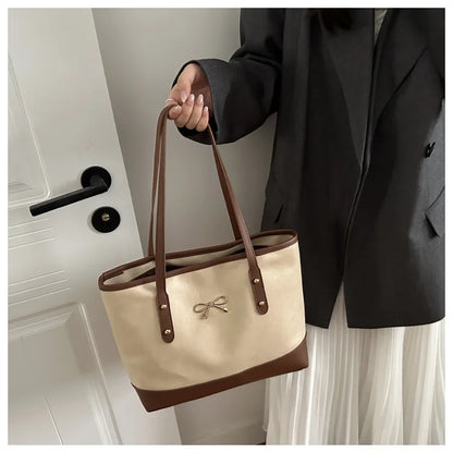 Women’s Daily PU Shoulder Bag – Large Capacity with Bow Decoration