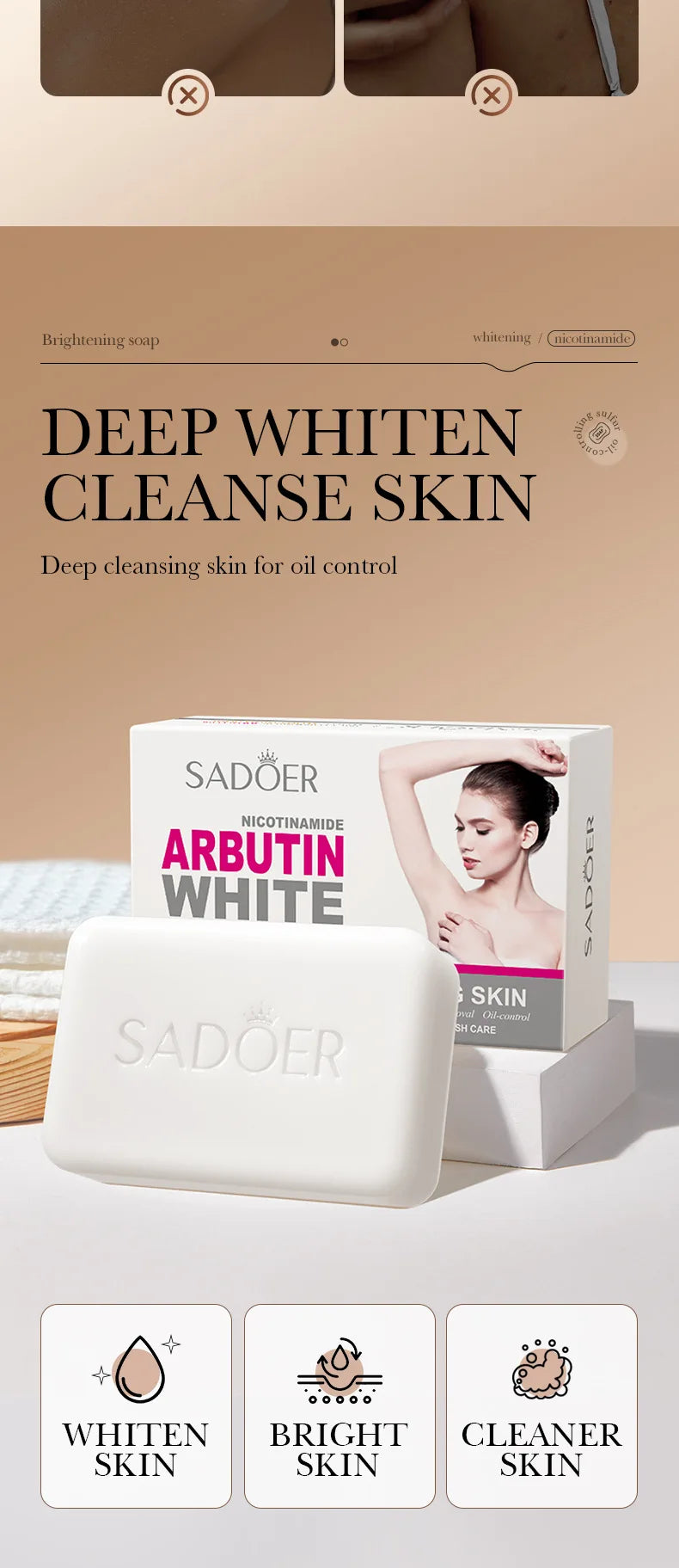 SADOER Niacinamide Arbutin Soap – Brightening & Moisturizing Cleanser