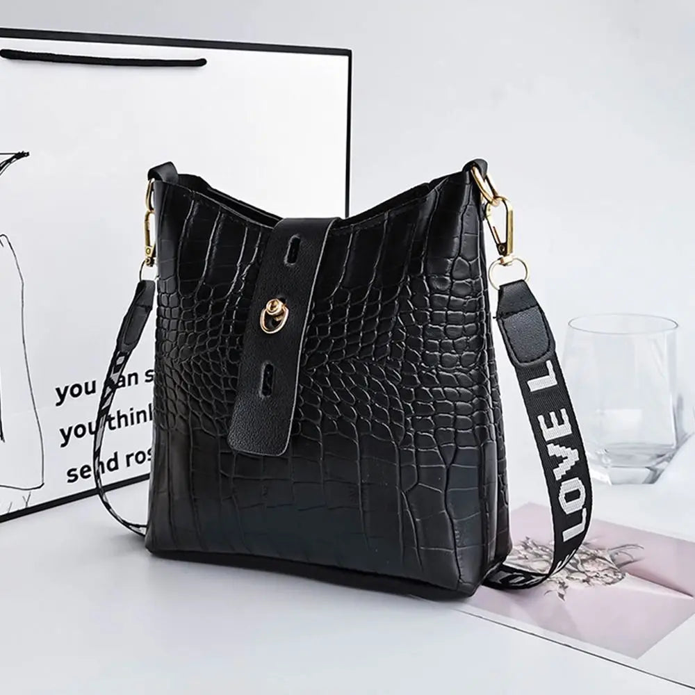 Women’s Classic Shoulder Crossbody Bag – Casual PU Leather Bucket Style