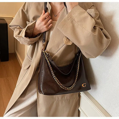 Vintage Designer Large Leather Shoulder Bag – Fashion Stroller Tote