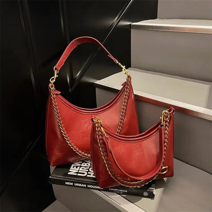 Vintage Designer Large Leather Shoulder Bag – Fashion Stroller Tote