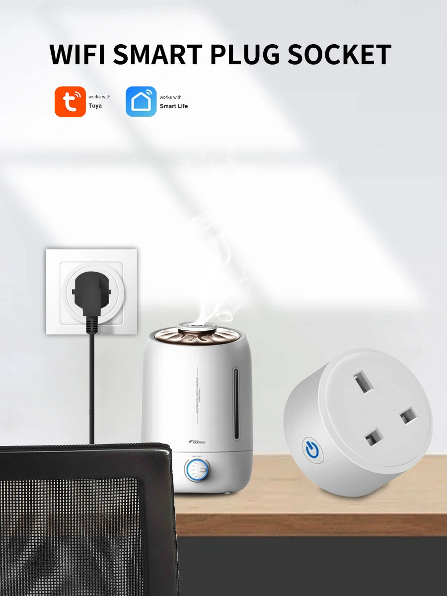 20A Tuya Smart WiFi UK Plug Energy Monitoring Socket