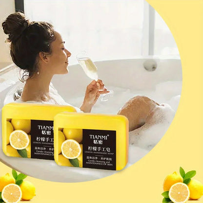 2PCS Lemon Handmade Soap – Moisturizing & Cleaning for All Skin Types