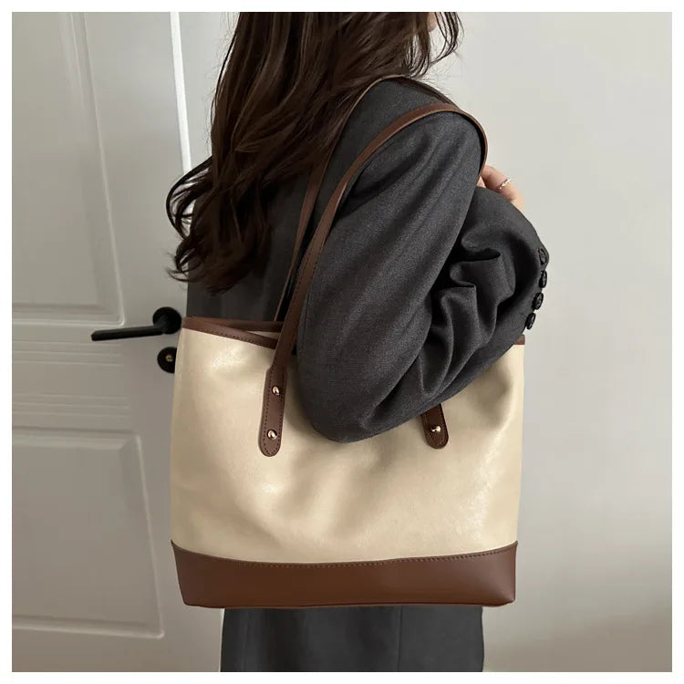 Women’s Daily PU Shoulder Bag – Large Capacity with Bow Decoration