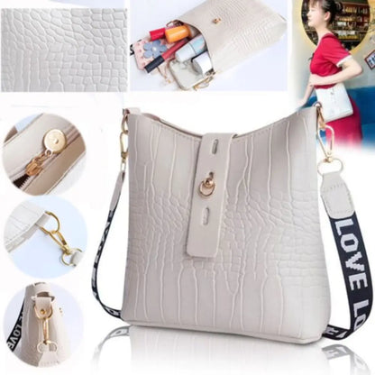 Women’s Classic Shoulder Crossbody Bag – Casual PU Leather Bucket Style
