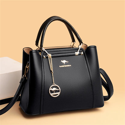 VANDERWAH Luxury Leather Shoulder Crossbody Bag – 3 Layers Soft Tote