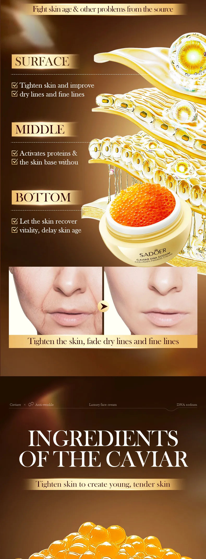 Caviar Firming Anti‑Aging Moisturizer Cream – Collagen & Pearl Lift