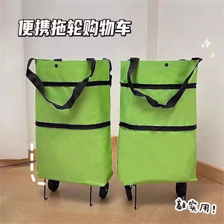 Shopping bag with wheels, foldable, grocery shopping cart, tugboat, portable
