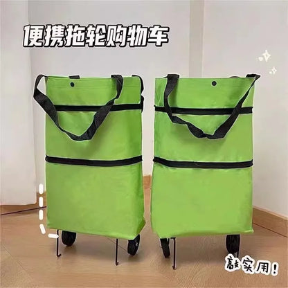 Shopping bag with wheels, foldable, grocery shopping cart, tugboat, portable