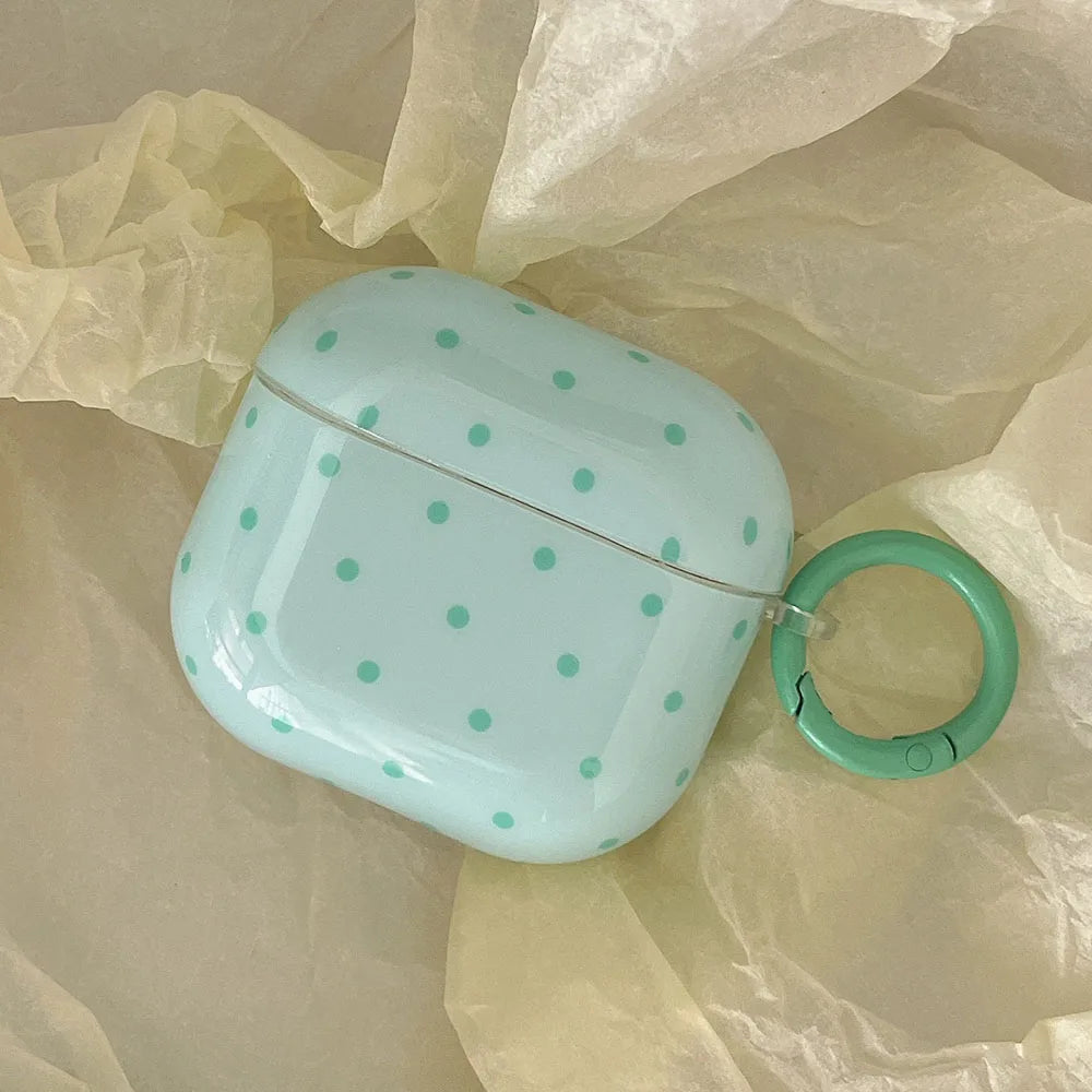 Cute Pink Green Polka Dot Shockproof AirPods Case Cover