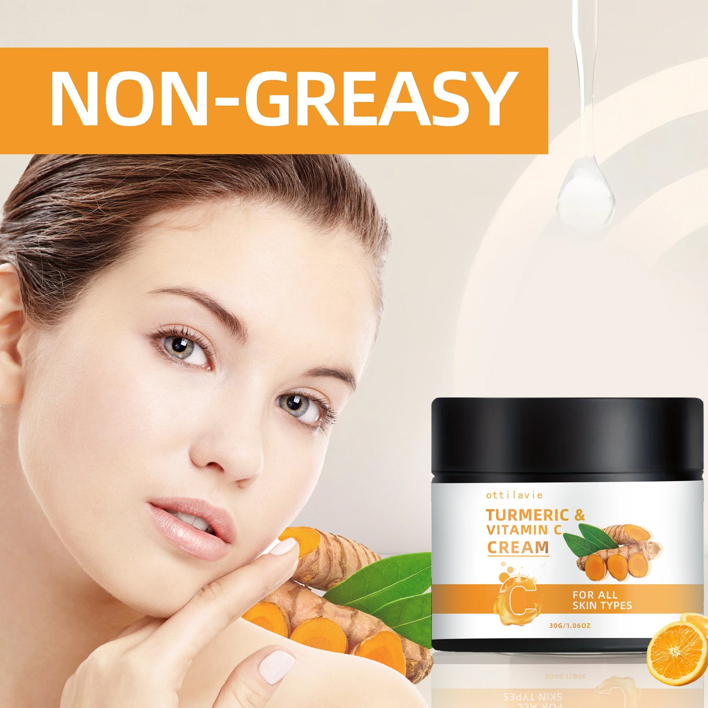 Turmeric & Vitamin C Cream – Lightweight Glow for Face & Neck