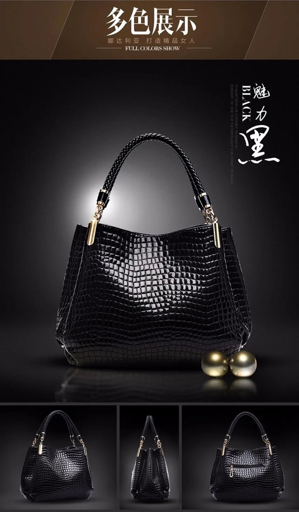Luxury Crocodile Leather Handbag for Women – Designer Shoulder Bag & Purse