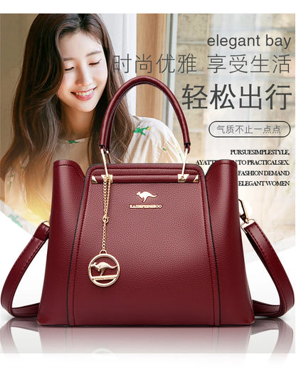 VANDERWAH Luxury Leather Shoulder Crossbody Bag – 3 Layers Soft Tote